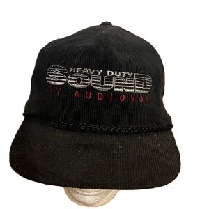 Vintage Heavy Sound by Audiovox Corduroy Strapback Hat Black 90s 80s